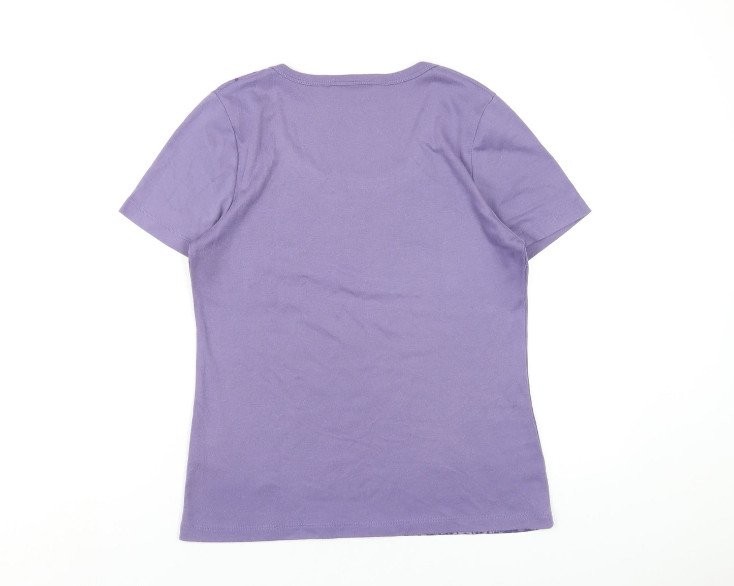 Ella J Womens Purple Polyester Basic T-Shirt Size M Roll Neck