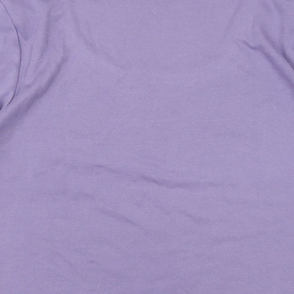 Ella J Womens Purple Polyester Basic T-Shirt Size M Roll Neck