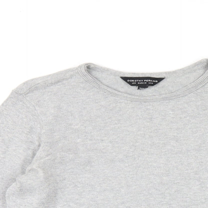 Dorothy Perkins Womens Grey Round Neck Cotton Pullover Jumper Size 12