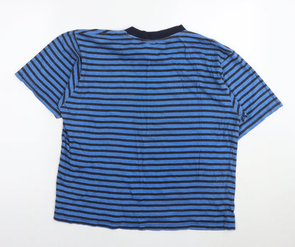 UrbanSpirit Mens Blue Striped Cotton T-Shirt Size M V-Neck