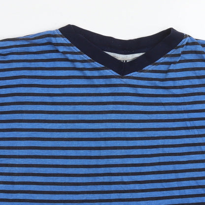 UrbanSpirit Mens Blue Striped Cotton T-Shirt Size M V-Neck