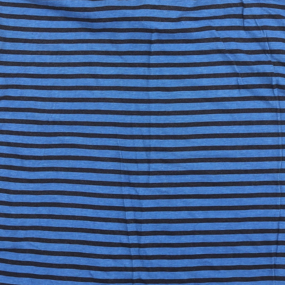 UrbanSpirit Mens Blue Striped Cotton T-Shirt Size M V-Neck