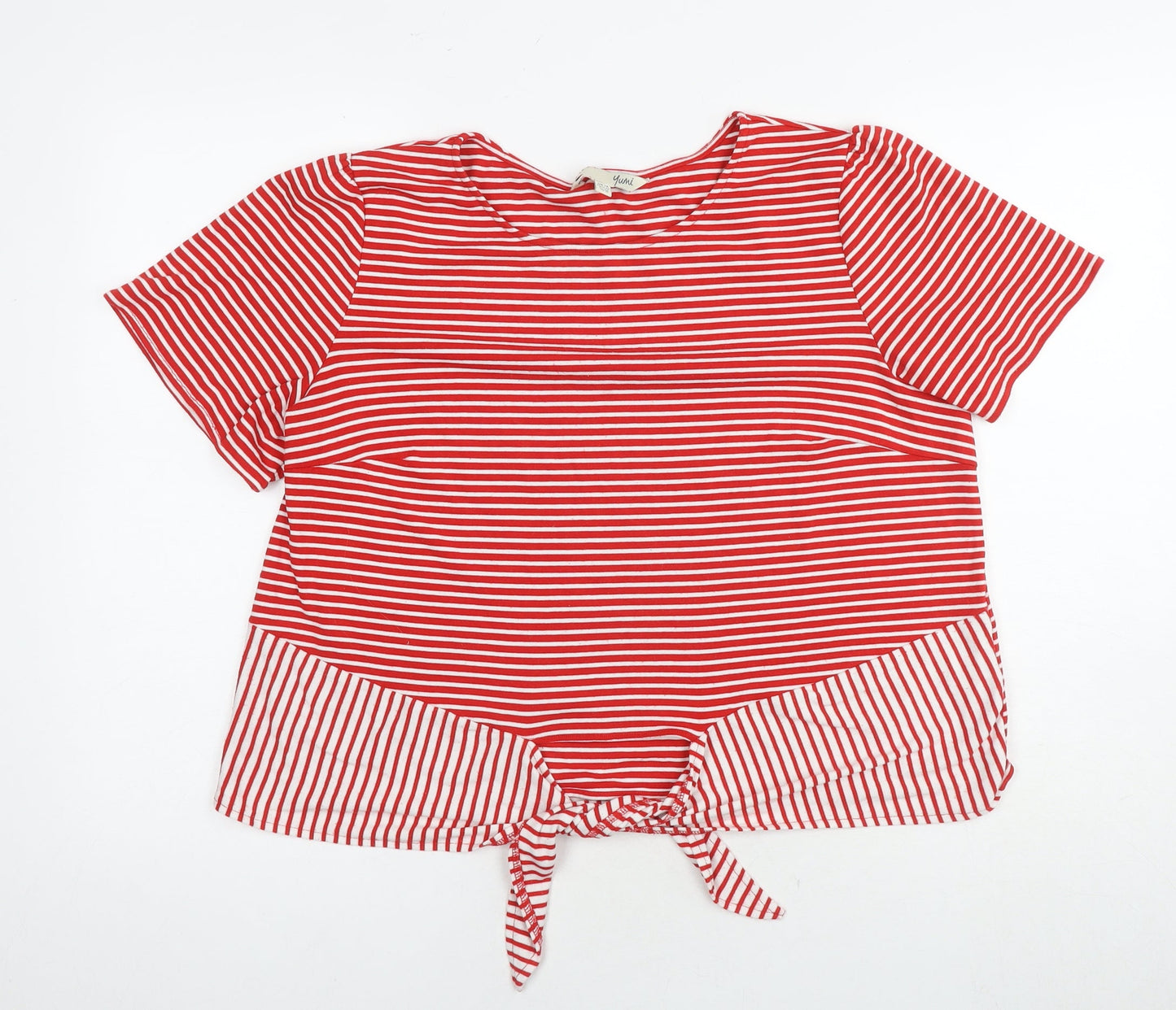 Womens UK Size 14 Yumi Red Basic T-Shirt