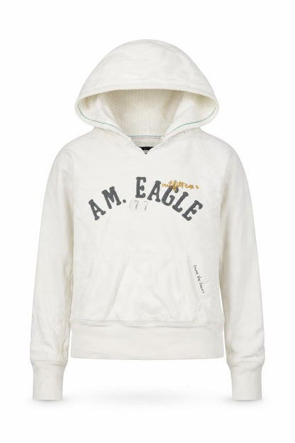 American Eagle Outfitters Womens White Cotton Pullover Hoodie Size XS Pullover - Logo