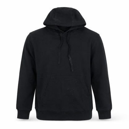 Front view of Blood Brother men’s black cotton pullover hoodie, size M, - logo