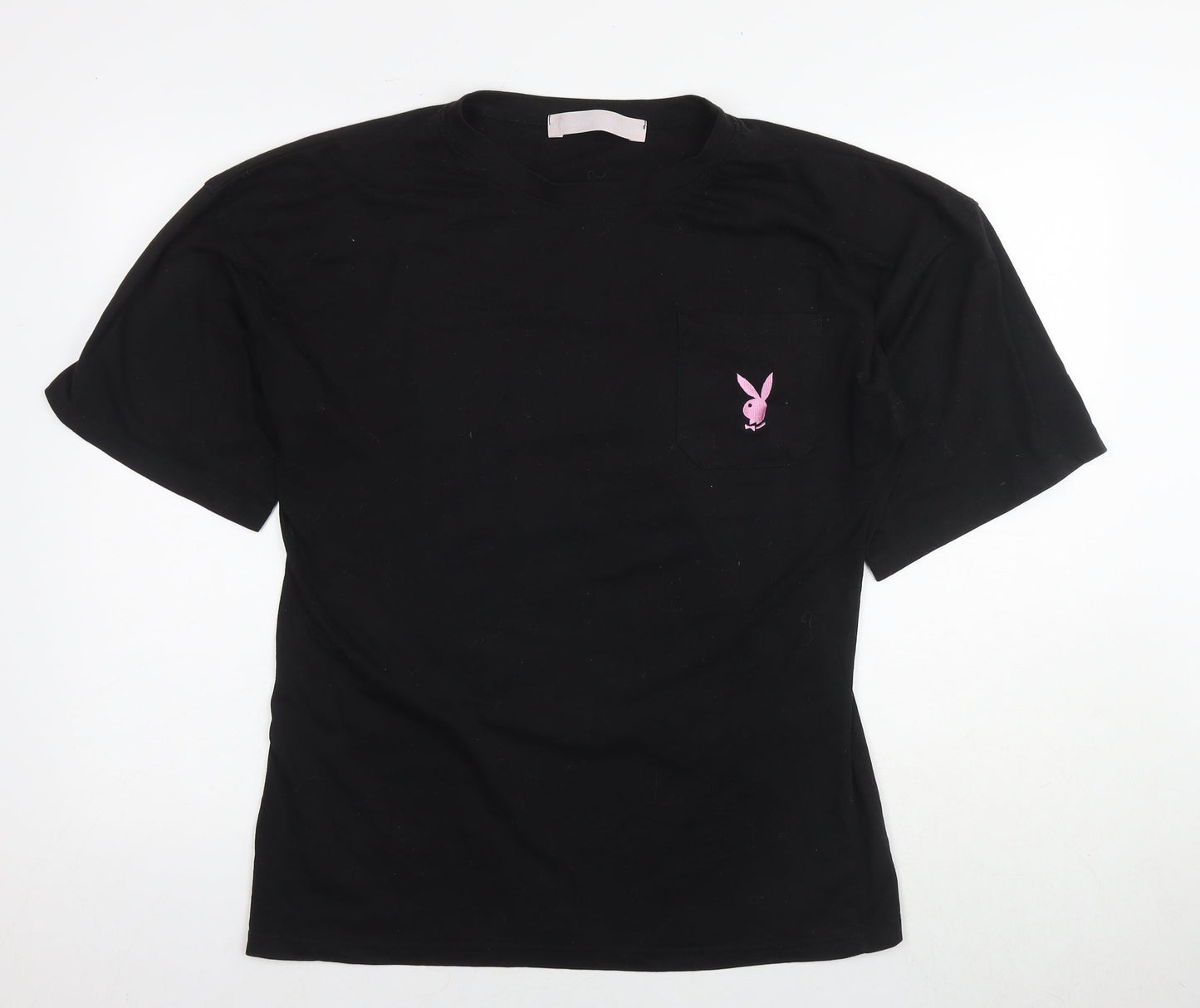 Playboy Womens Black Polyester Tunic T-Shirt Size 6 Round Neck - Logo