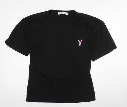 Playboy Womens Black Polyester Tunic T-Shirt Size 6 Round Neck - Logo
