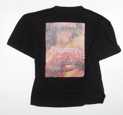 Playboy Womens Black Polyester Tunic T-Shirt Size 6 Round Neck - Logo