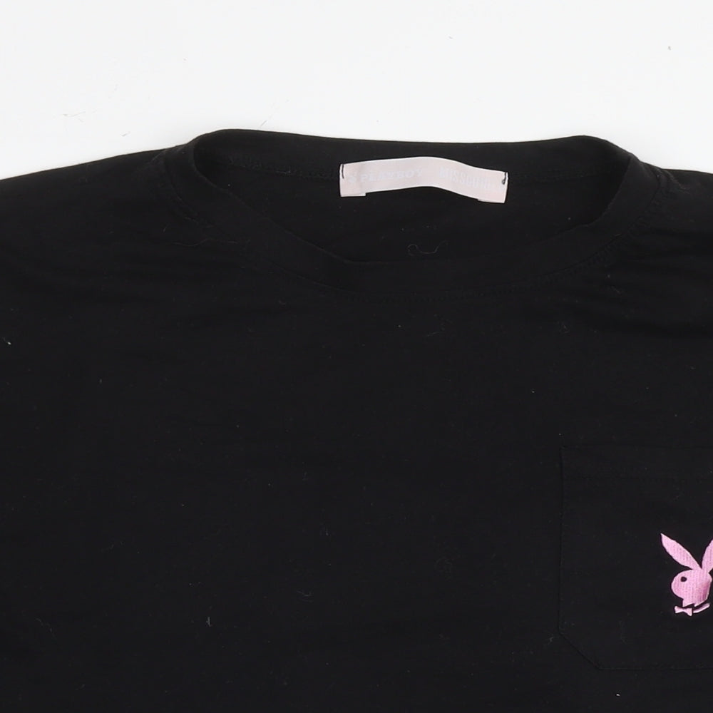 Playboy Womens Black Polyester Tunic T-Shirt Size 6 Round Neck - Logo