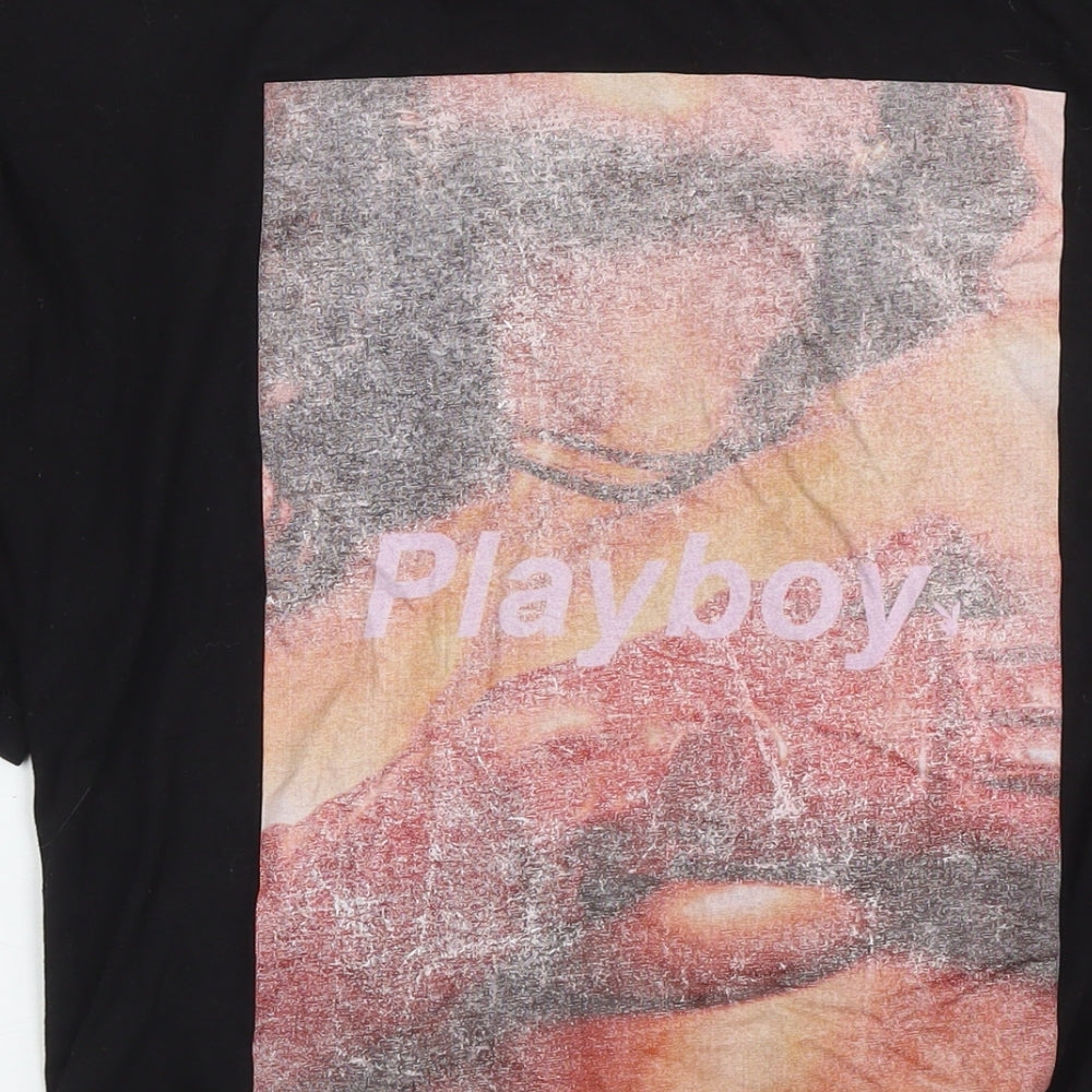 Playboy Womens Black Polyester Tunic T-Shirt Size 6 Round Neck - Logo