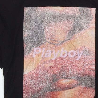 Playboy Womens Black Polyester Tunic T-Shirt Size 6 Round Neck - Logo