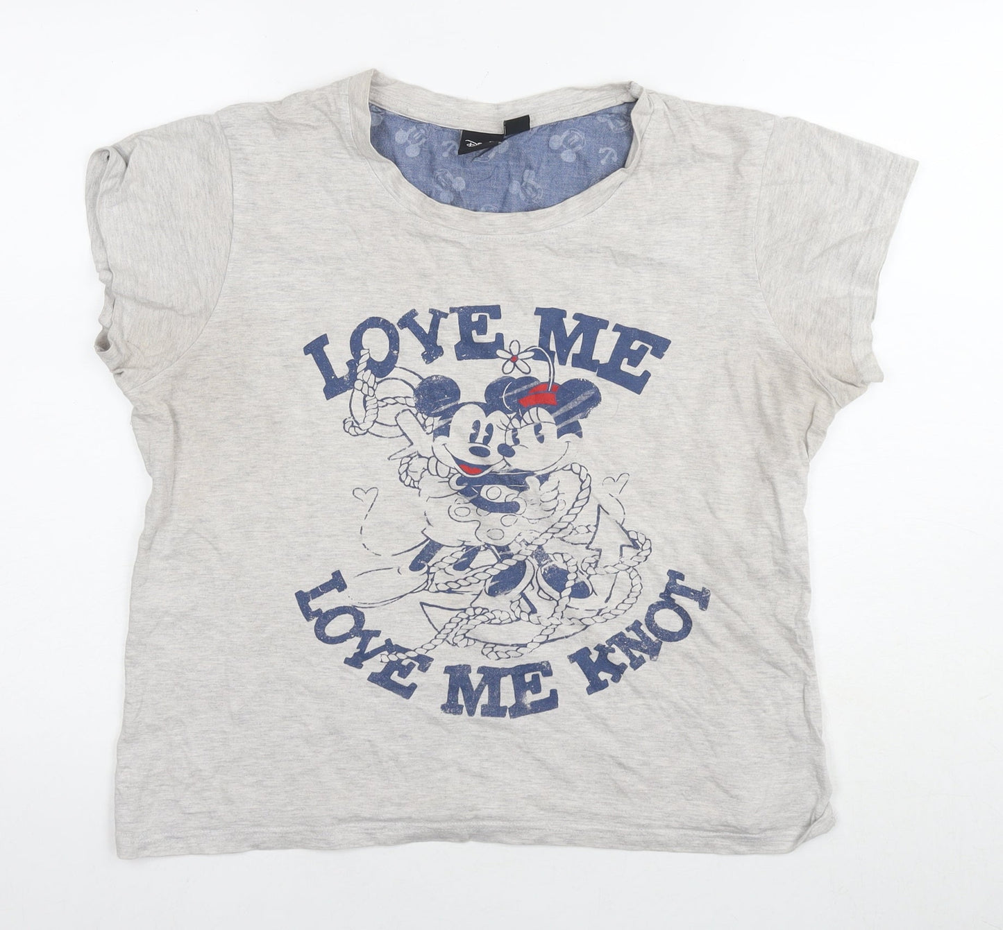 Womens UK Size 14 Disney Grey Basic T-Shirt
