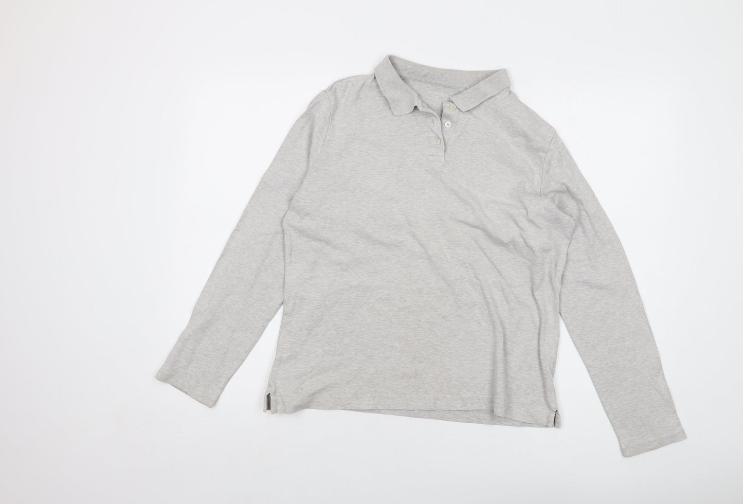 Lands' End Womens Grey Cotton Basic Polo Size M Collared