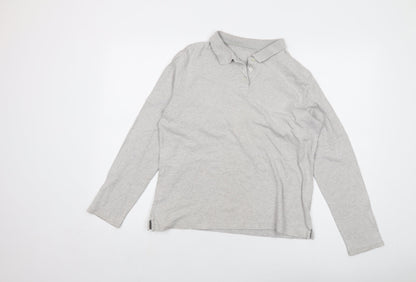 Lands' End Womens Grey Cotton Basic Polo Size M Collared