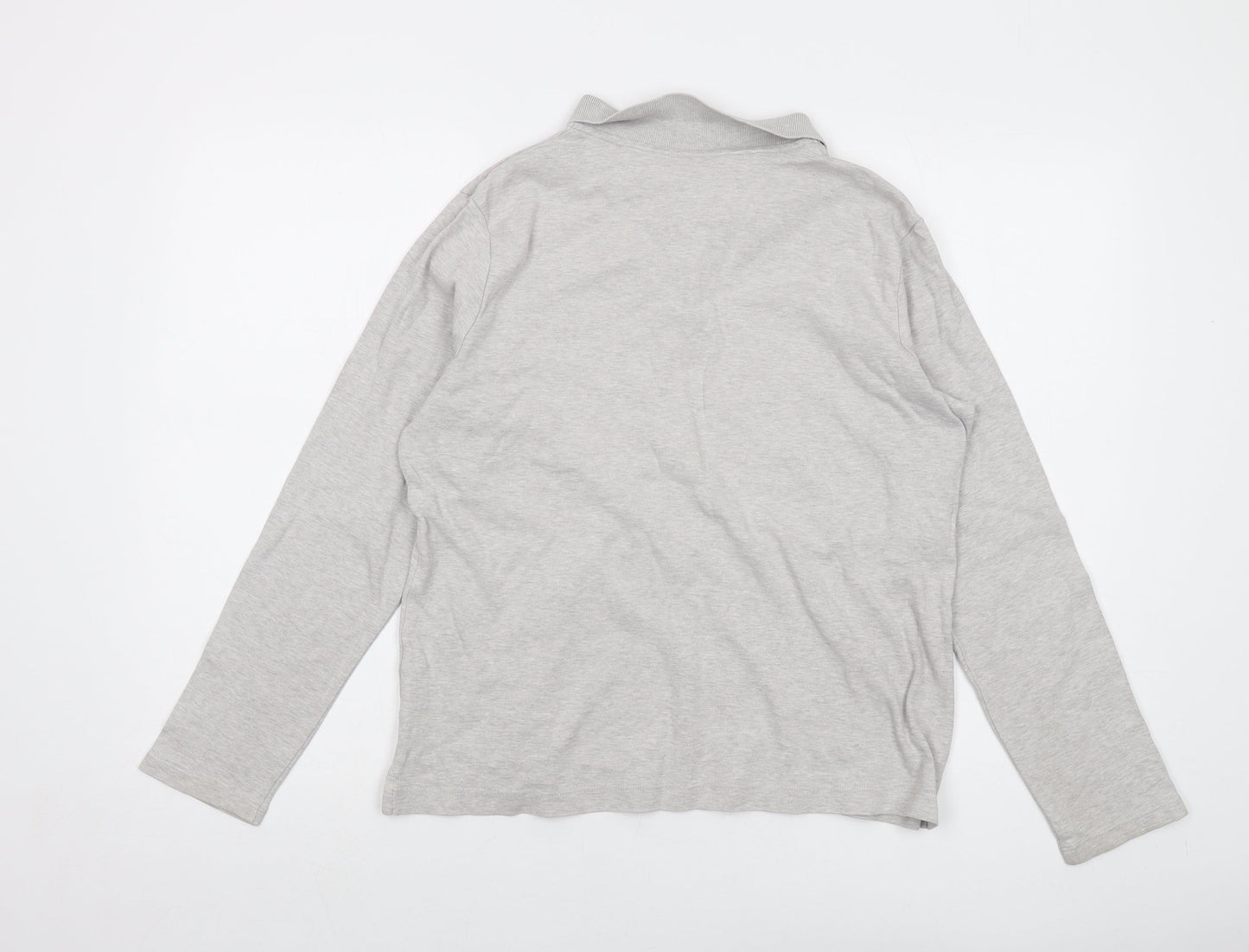 Lands' End Womens Grey Cotton Basic Polo Size M Collared