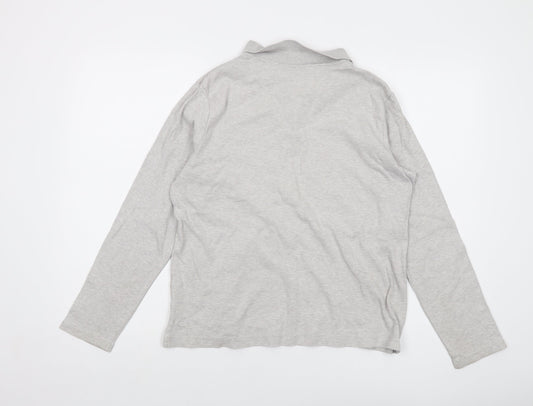 Lands' End Womens Grey Cotton Basic Polo Size M Collared