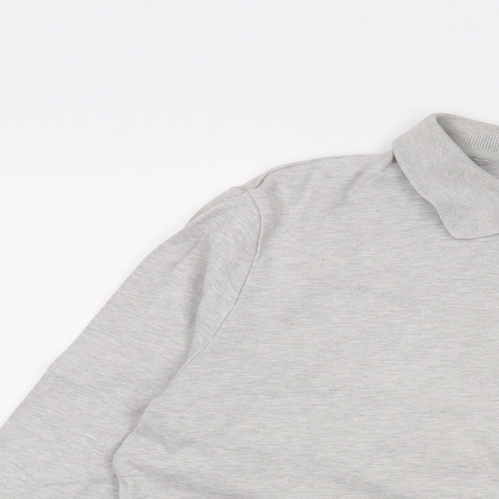 Lands' End Womens Grey Cotton Basic Polo Size M Collared