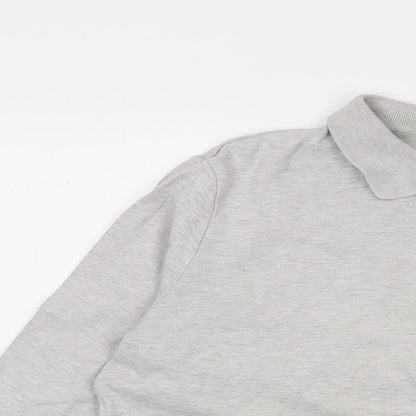 Lands' End Womens Grey Cotton Basic Polo Size M Collared