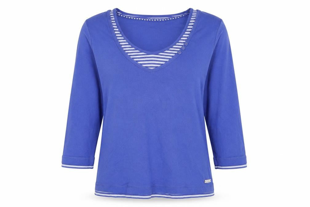 Womens UK Size 12 Maine Blue Basic T-Shirt