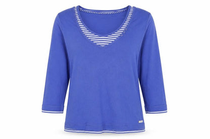 Womens UK Size 12 Maine Blue Basic T-Shirt