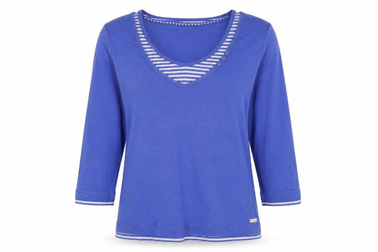 Womens UK Size 12 Maine Blue Basic T-Shirt