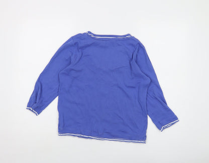 Maine Womens Blue Cotton Basic T-Shirt Size 12 Round Neck