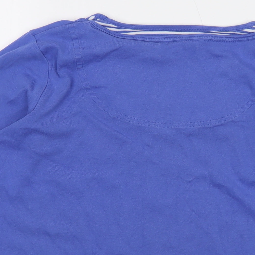 Maine Womens Blue Cotton Basic T-Shirt Size 12 Round Neck