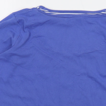 Maine Womens Blue Cotton Basic T-Shirt Size 12 Round Neck