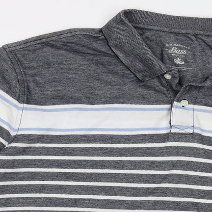 Bass Mens Grey Striped Cotton Polo Size 2XL Collared Button