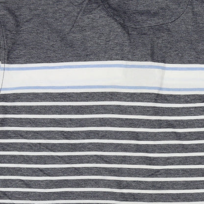 Bass Mens Grey Striped Cotton Polo Size 2XL Collared Button