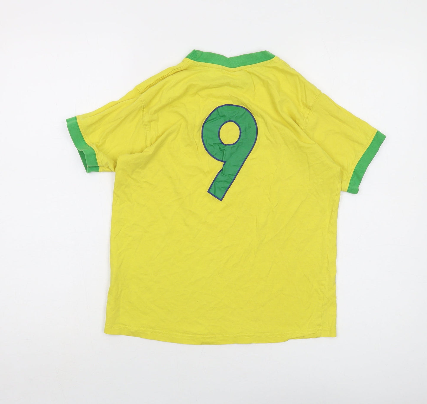 Brasi;l Womens Yellow Cotton Basic T-Shirt Size 10 Crew Neck