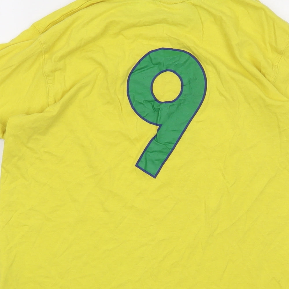 Brasi;l Womens Yellow Cotton Basic T-Shirt Size 10 Crew Neck