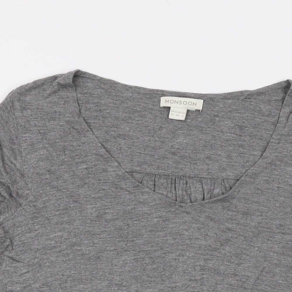 Womens UK Size 12 Monsoon Grey Basic Blouse