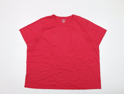 Lands' End Womens Pink Cotton Basic T-Shirt Size 24 Crew Neck