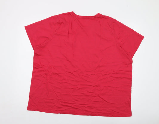 Lands' End Womens Pink Cotton Basic T-Shirt Size 24 Crew Neck