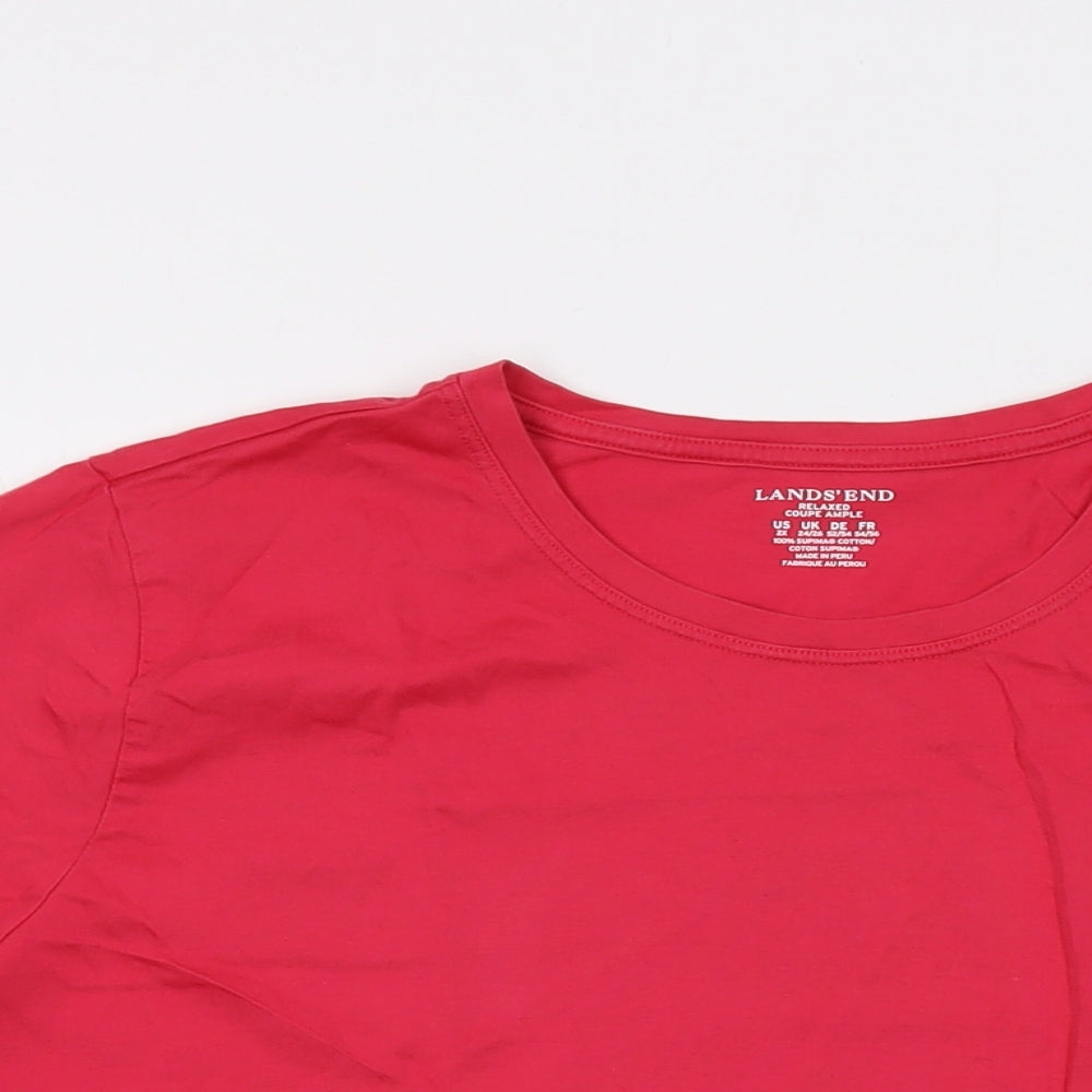 Lands' End Womens Pink Cotton Basic T-Shirt Size 24 Crew Neck