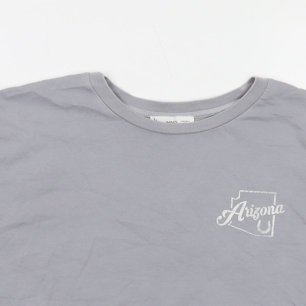 Womens UK Size S Mango Grey Basic T-Shirt