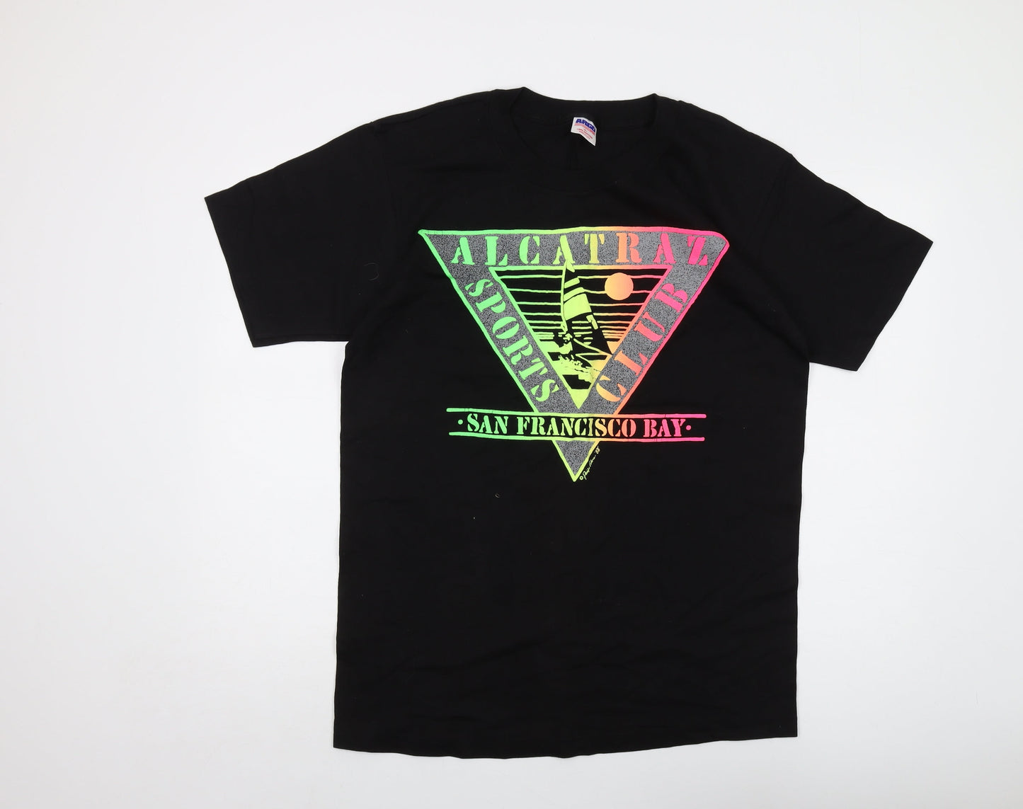Alcatraz Mens Black Cotton T-Shirt Size L Crew Neck