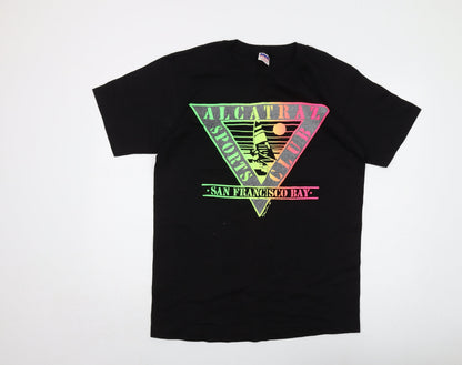 Alcatraz Mens Black Cotton T-Shirt Size L Crew Neck