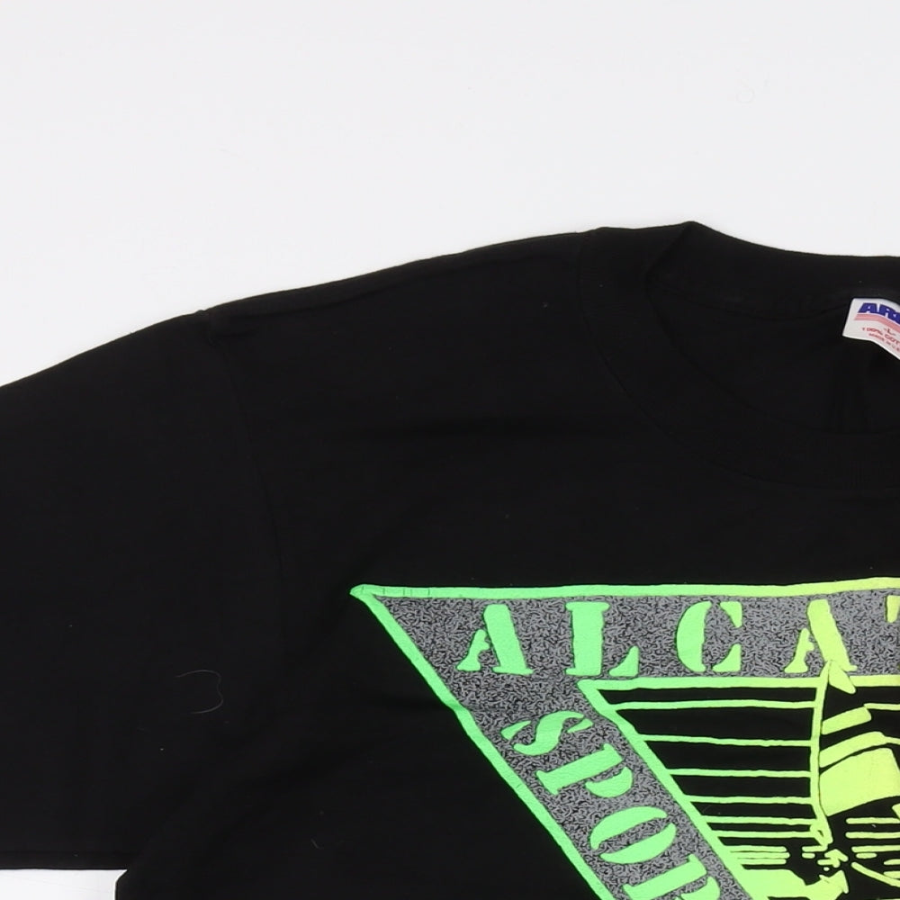 Alcatraz Mens Black Cotton T-Shirt Size L Crew Neck