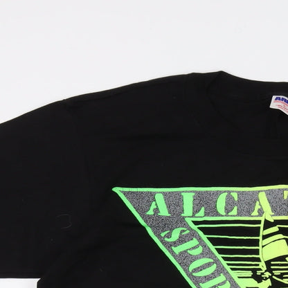 Alcatraz Mens Black Cotton T-Shirt Size L Crew Neck