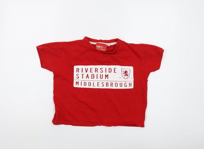 DM Merchandising Girls Red Cotton Basic T-Shirt Size 7-8 Years Crew Neck Pullover