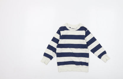 molo Boys Blue Striped Cotton Pullover Sweatshirt Size 4 Years Pullover