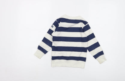 molo Boys Blue Striped Cotton Pullover Sweatshirt Size 4 Years Pullover