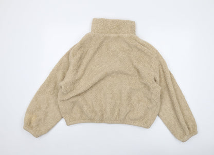 H&M Womens Beige Polyester Pullover Sweatshirt Size M Zip