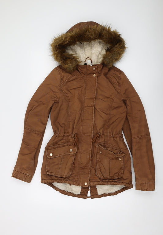 Womens UK Size 8 H&M Brown Parka Coat