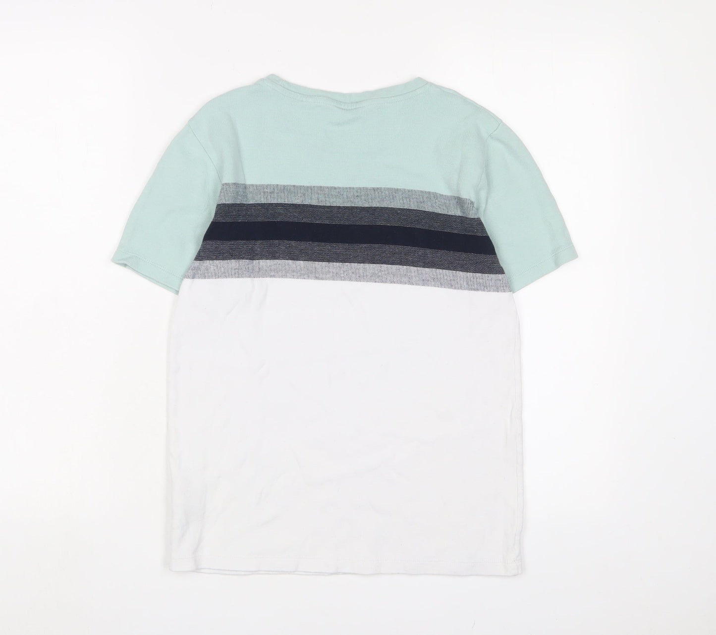 NEXT Mens Multicoloured Striped Cotton T-Shirt Size XS Crew Neck