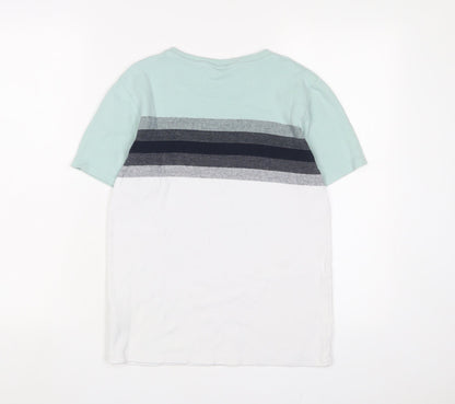 NEXT Mens Multicoloured Striped Cotton T-Shirt Size XS Crew Neck