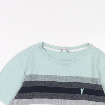 NEXT Mens Multicoloured Striped Cotton T-Shirt Size XS Crew Neck