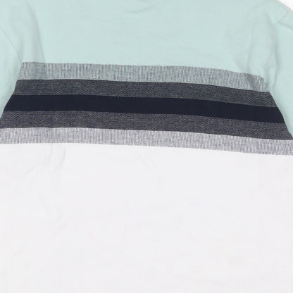 NEXT Mens Multicoloured Striped Cotton T-Shirt Size XS Crew Neck